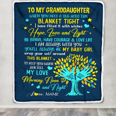 Personalized To My Granddaughter Blanket From Grandma Nana When You Need A Hug Baby Girl Granddaughter Birthday Christmas Customized Fleece Blanket | teecentury