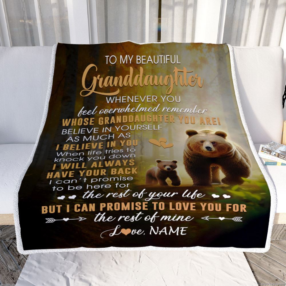 Personalized To My Granddaughter Blanket From Grandma Nana Whenever You Feel Bear Granddaughter Birthday Gifts Graduation Christmas Fleece Throw Blanket | teecentury