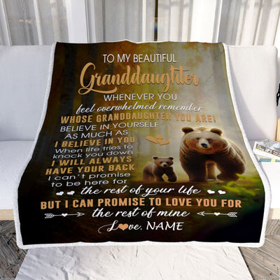 Personalized To My Granddaughter Blanket From Grandma Nana Whenever You Feel Bear Granddaughter Birthday Gifts Graduation Christmas Fleece Throw Blanket | teecentury