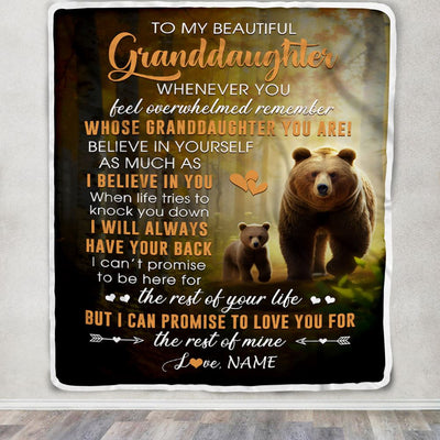 Personalized To My Granddaughter Blanket From Grandma Nana Whenever You Feel Bear Granddaughter Birthday Gifts Graduation Christmas Fleece Throw Blanket | teecentury