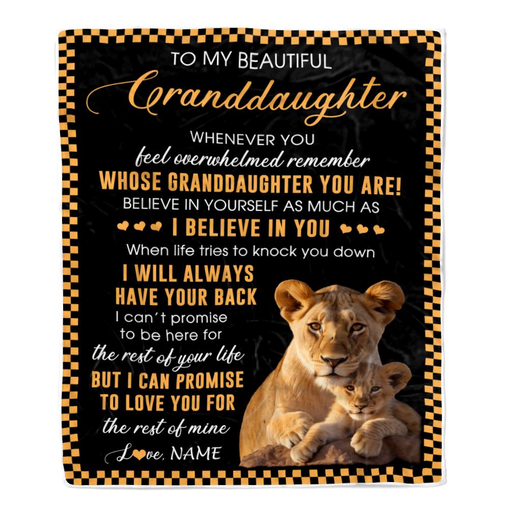 Personalized To My Granddaughter Blanket From Grandma Nana Whenever You Feel Lion Granddaughter Birthday Gifts Graduation Christmas Fleece Throw Blanket | teecentury