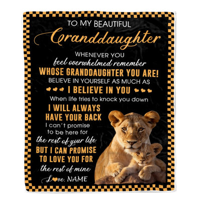 Personalized To My Granddaughter Blanket From Grandma Nana Whenever You Feel Lion Granddaughter Birthday Gifts Graduation Christmas Fleece Throw Blanket | teecentury