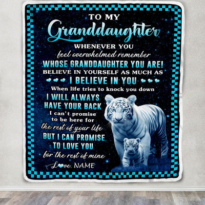 Personalized To My Granddaughter Blanket From Grandma Nana Whenever You Feel White Tiger Granddaughter Birthday Gifts Graduation Christmas Fleece Blanket | teecentury