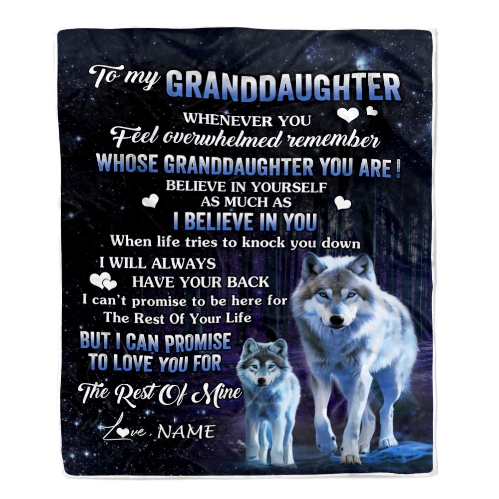 Personalized To My Granddaughter Blanket From Grandma Nana Whenever You Feel Wolf Granddaughter Birthday Gifts Graduation Christmas Fleece Blanket | teecentury