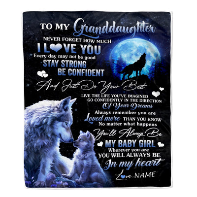 Personalized To My Granddaughter Blanket From Grandma Nana Wolf Never Forget How Much I Love You Granddaughter Birthday Christmas Customized Fleece Blanket | teecentury