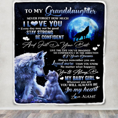 Personalized To My Granddaughter Blanket From Grandma Nana Wolf Never Forget How Much I Love You Granddaughter Birthday Christmas Customized Fleece Blanket | teecentury