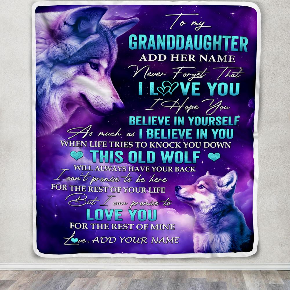 Personalized To My Granddaughter Blanket From Grandma Nana Wolf Never Forget I Love You Granddaughter Birthday Gifts Graduation Christmas Fleece Throw Blanket | teecentury