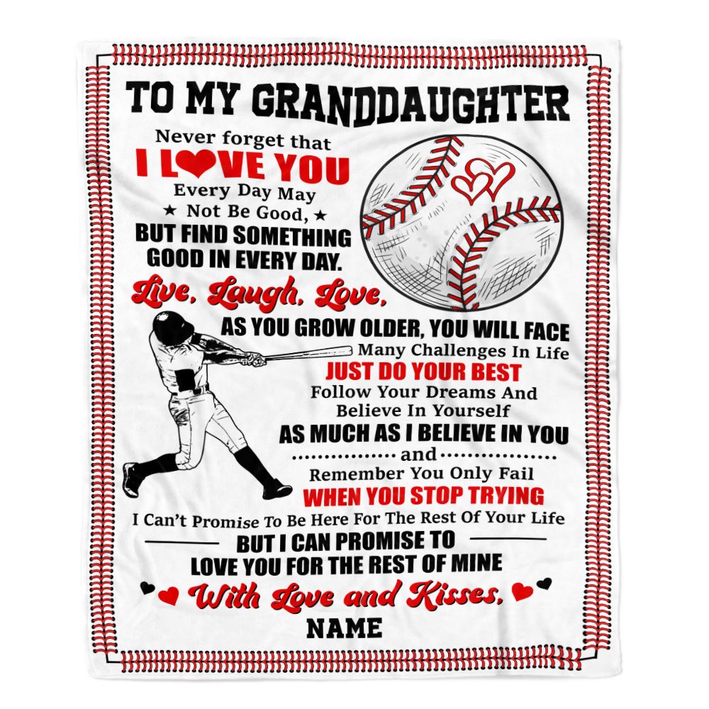 Personalized To My Granddaughter Blanket From Grandma PaPa I Believe In You Baseball Granddaughter Birthday Christmas Customized Bed Fleece Throw Blanket | teecentury