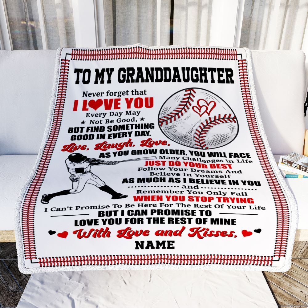 Personalized To My Granddaughter Blanket From Grandma PaPa I Believe In You Baseball Granddaughter Birthday Christmas Customized Bed Fleece Throw Blanket | teecentury