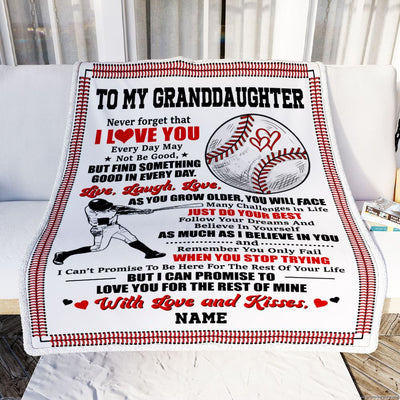 Personalized To My Granddaughter Blanket From Grandma PaPa I Believe In You Baseball Granddaughter Birthday Christmas Customized Bed Fleece Throw Blanket | teecentury
