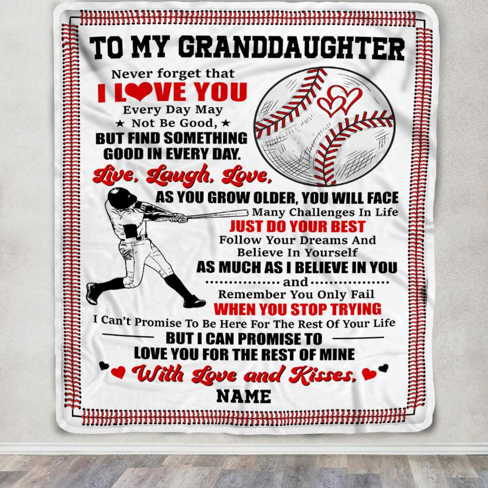 Personalized To My Granddaughter Blanket From Grandma PaPa I Believe In You Baseball Granddaughter Birthday Christmas Customized Bed Fleece Throw Blanket | teecentury