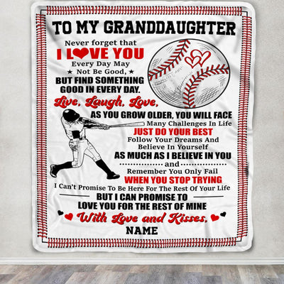 Personalized To My Granddaughter Blanket From Grandma PaPa I Believe In You Baseball Granddaughter Birthday Christmas Customized Bed Fleece Throw Blanket | teecentury