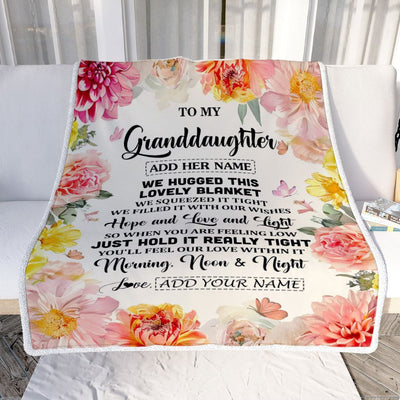Personalized To My Granddaughter Blanket From Grandma Papa Floral We Hugged This Lovely Granddaughter Birthday Gifts Graduation Christmas Fleece Throw Blanket | teecentury
