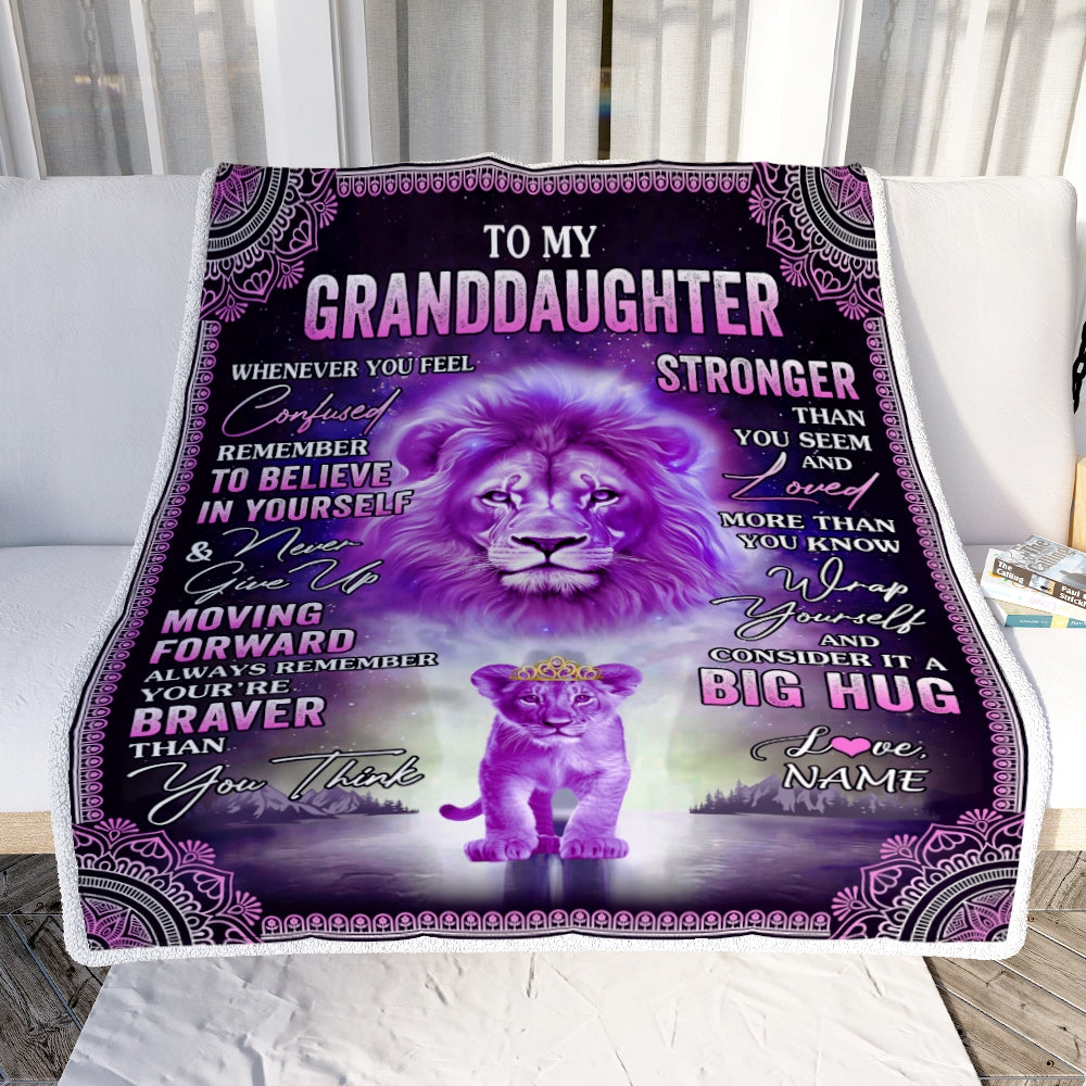 Personalized To My Granddaughter Blanket From Grandma Papa I Love You It A Big Hug Lion Granddaughter Birthday Christmas Customized Fleece Throw Blanket Blanket | Teecentury.com