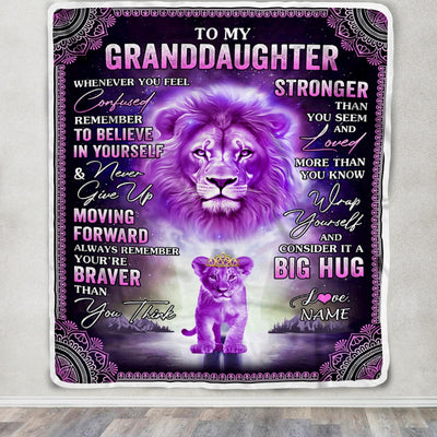 Personalized To My Granddaughter Blanket From Grandma Papa I Love You It A Big Hug Lion Granddaughter Birthday Christmas Customized Fleece Throw Blanket Blanket | Teecentury.com