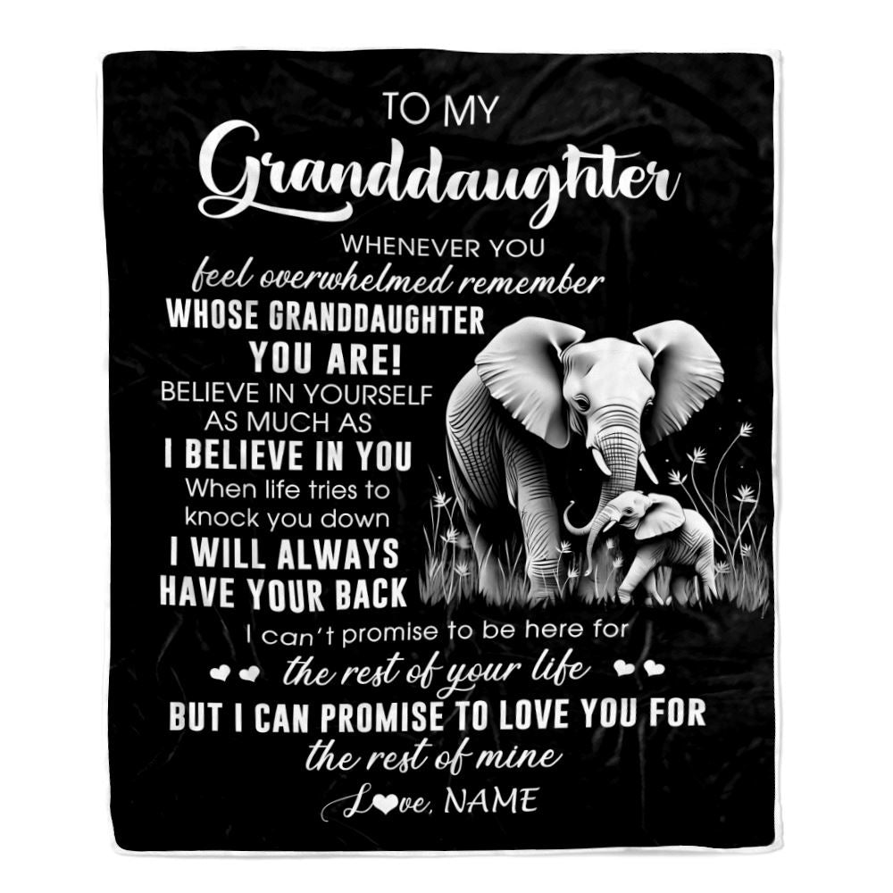 Personalized To My Granddaughter Blanket From Grandma Papa Whenever You Feel Elephant Granddaughter Birthday Gifts Graduation Christmas Fleece Throw Blanket | teecentury
