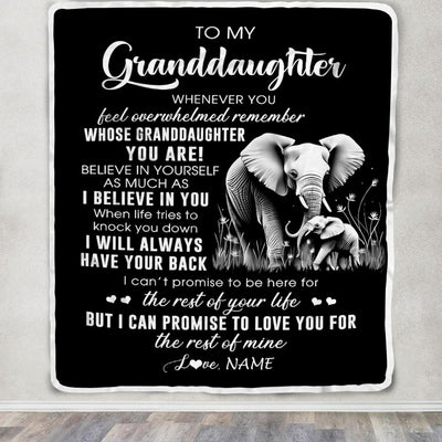 Personalized To My Granddaughter Blanket From Grandma Papa Whenever You Feel Elephant Granddaughter Birthday Gifts Graduation Christmas Fleece Throw Blanket | teecentury