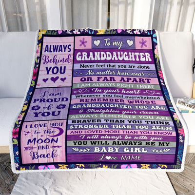 Personalized To My Granddaughter Blanket From Grandma Papa Wood Never Feel Alone Granddaughter Gifts Birthday Graduation Christmas Customized Fleece Blanket | teecentury