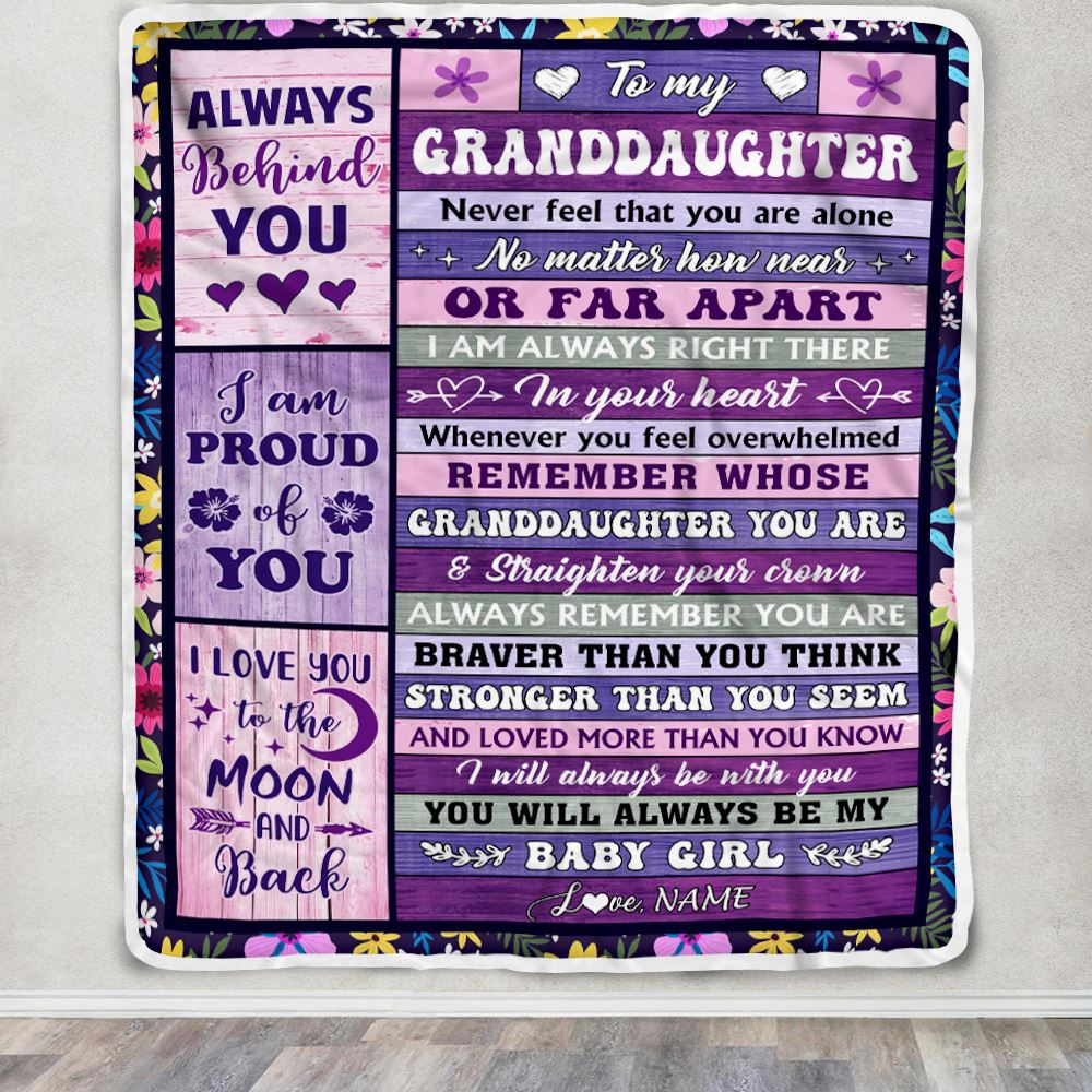 Personalized To My Granddaughter Blanket From Grandma Papa Wood Never Feel Alone Granddaughter Gifts Birthday Graduation Christmas Customized Fleece Blanket | teecentury