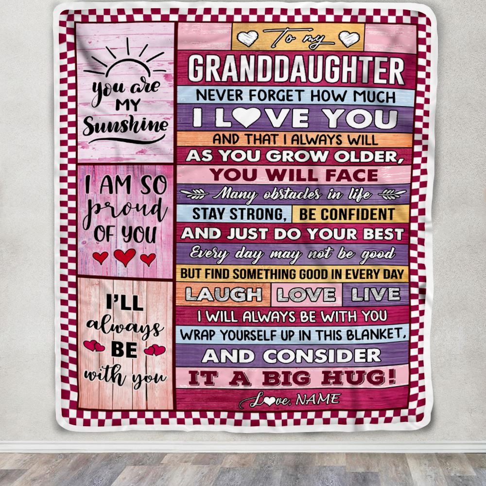 Personalized To My Granddaughter Blanket From Grandma Pops Wood Never Forget How Much I Love You Granddaughter Birthday Christmas Customized Fleece Blanket | teecentury