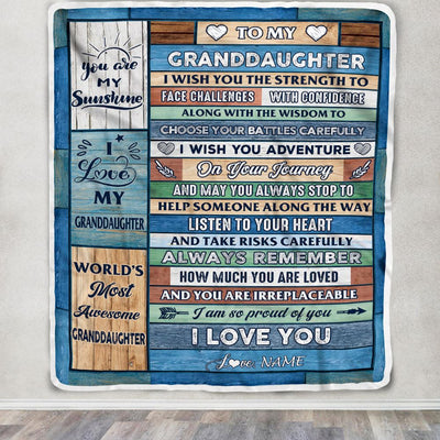 Personalized To My Granddaughter Blanket From Grandma Pops Wood Remember To Be Awesome Granddaughter Birthday Christmas Customized Fleece Blanket | teecentury