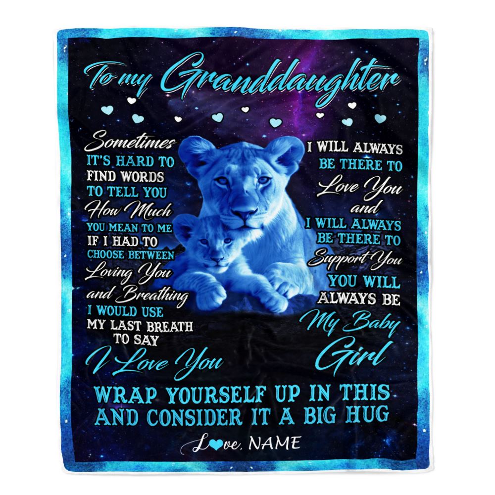 Personalized To My Granddaughter Blanket From Grandma Sometimes It's Hard Lion Granddaughter Gift Birthday Graduation Christmas Customized Fleece Blanket | teecentury