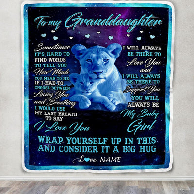 Personalized To My Granddaughter Blanket From Grandma Sometimes It's Hard Lion Granddaughter Gift Birthday Graduation Christmas Customized Fleece Blanket | teecentury