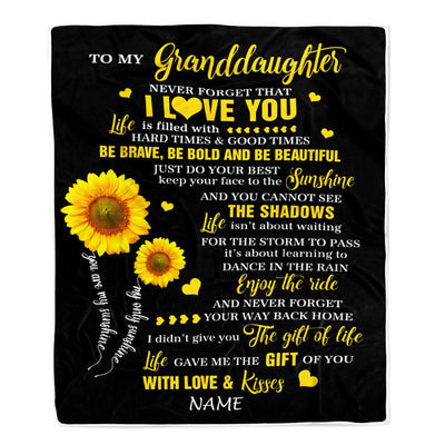Personalized To My Granddaughter Blanket From Grandma Sunflower Never Forget I Love You Birthday Celebrating Graduation Gift Christmas Fleece Blanket | teecentury