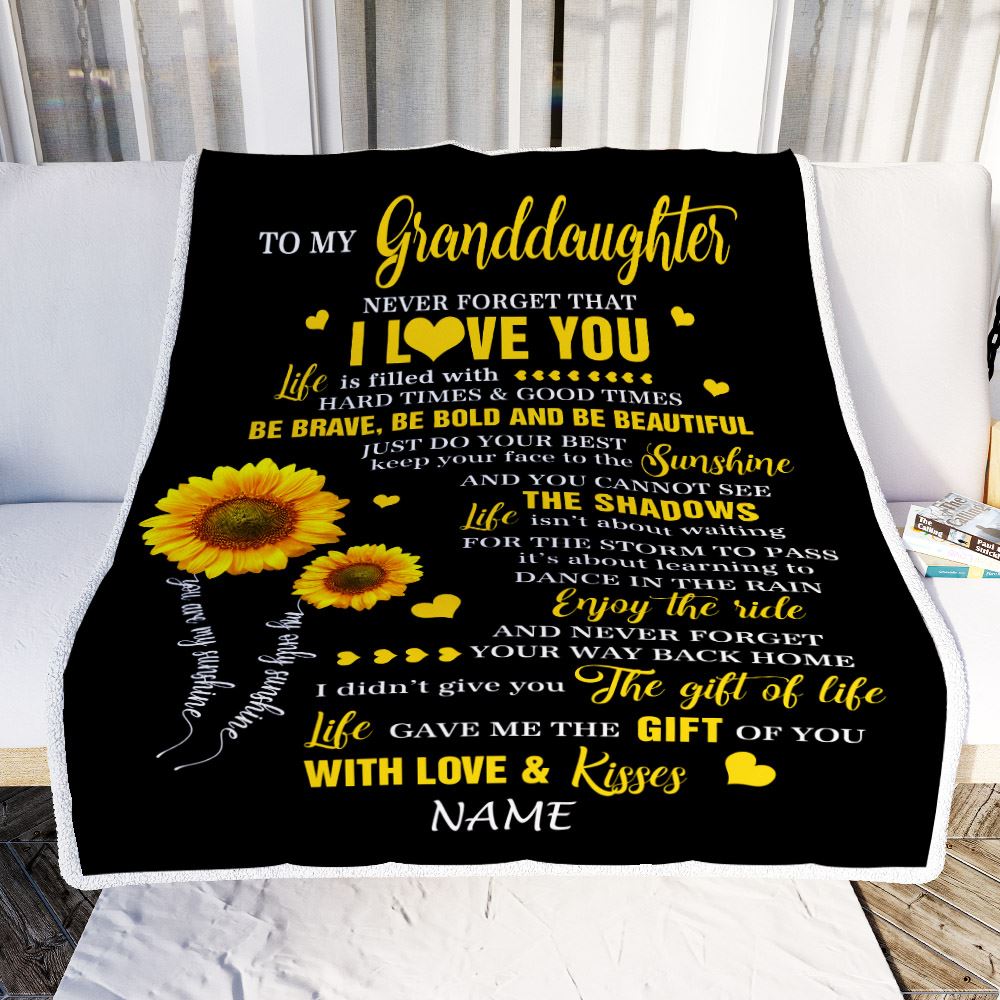Personalized To My Granddaughter Blanket From Grandma Sunflower Never Forget I Love You Birthday Celebrating Graduation Gift Christmas Fleece Blanket | teecentury