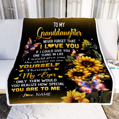 Personalized To My Granddaughter Blanket From Grandma Sunflower Never Forget That I Love You Granddaughter Birthday Christmas Customized Gift Fleece Blanket | teecentury