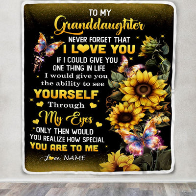 Personalized To My Granddaughter Blanket From Grandma Sunflower Never Forget That I Love You Granddaughter Birthday Christmas Customized Gift Fleece Blanket | teecentury
