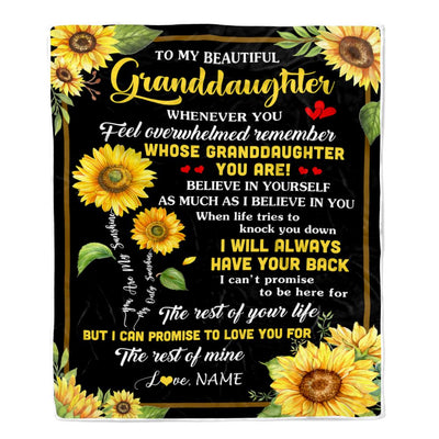 Personalized To My Granddaughter Blanket From Grandma Whenever You Feel Sunflower Granddaughter Birthday Gifts Graduation Christmas Fleece Throw Blanket | teecentury