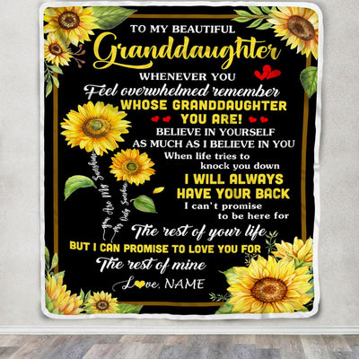 Personalized To My Granddaughter Blanket From Grandma Whenever You Feel Sunflower Granddaughter Birthday Gifts Graduation Christmas Fleece Throw Blanket | teecentury