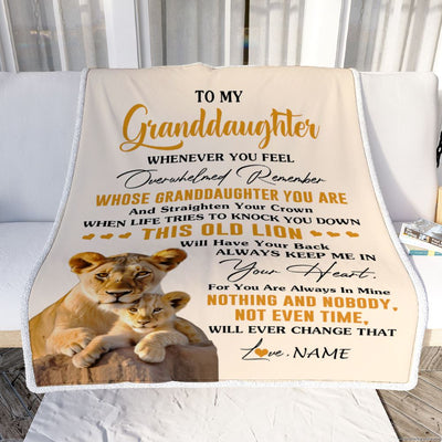 Personalized To My Granddaughter Blanket From Grandma Whenever You Fell Overwhelmed Lion Granddaughter Birthday Gifts Christmas Customized Fleece Blanket | teecentury