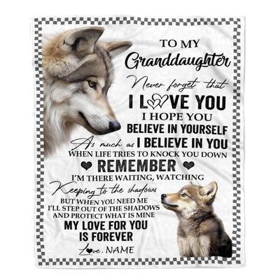 Personalized To My Granddaughter Blanket From Grandma Wolf My Love For You Is Forever Granddaughter Birthday Gifts Graduation Christmas Fleece Throw Blanket | teecentury
