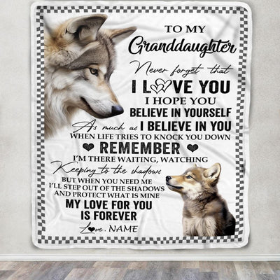 Personalized To My Granddaughter Blanket From Grandma Wolf My Love For You Is Forever Granddaughter Birthday Gifts Graduation Christmas Fleece Throw Blanket | teecentury