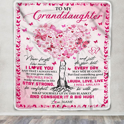 Personalized To My Granddaughter Blanket From Grandmother Butterfly Laugh Love Live Granddaughter Birthday Christmas Customized Bed Fleece Blanket | teecentury