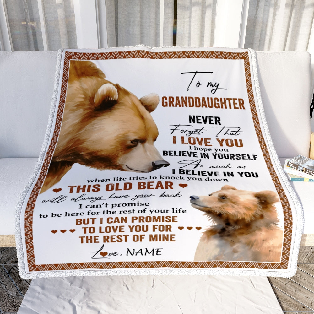 Personalized To My Granddaughter Blanket From Grandpa Grandma Never Forget That I Love You Bear Granddaughter Birthday Christmas Bed Fleece Throw Blanket | teecentury