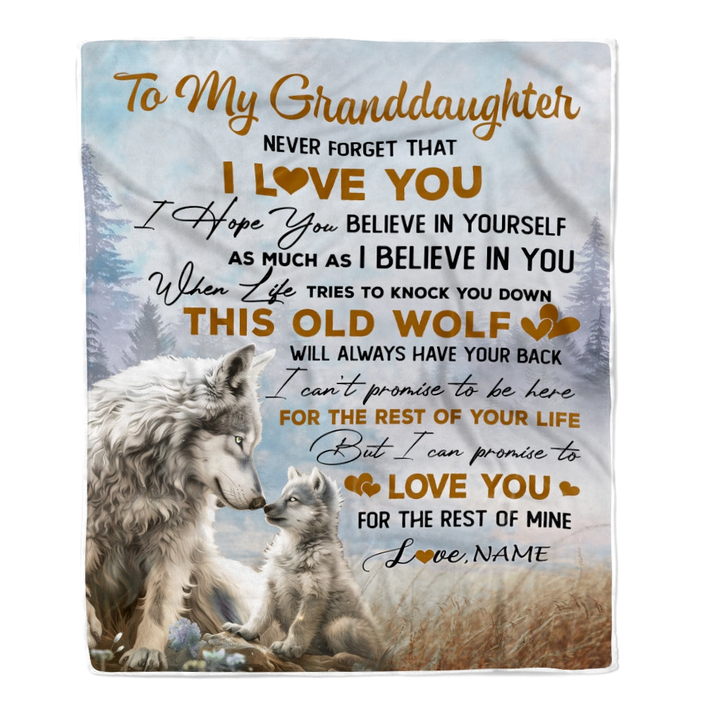 Personalized To My Granddaughter Blanket From Grandpa Grandma Never Forget That I Love You Wolf Granddaughter Birthday Christmas Bed Fleece Throw Blanket | teecentury
