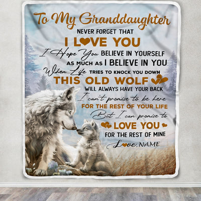 Personalized To My Granddaughter Blanket From Grandpa Grandma Never Forget That I Love You Wolf Granddaughter Birthday Christmas Bed Fleece Throw Blanket | teecentury