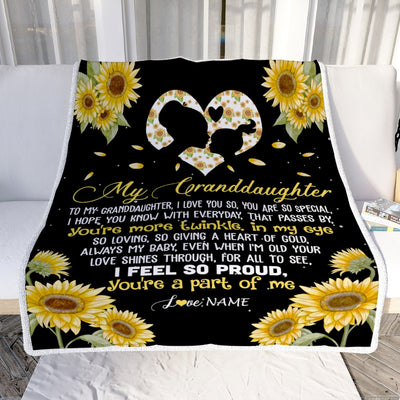 Personalized To My Granddaughter Blanket From Grandpa Grandma Sunflower I Love You So Special Granddaughter Birthday Christmas Bed Fleece Throw Blanket | teecentury