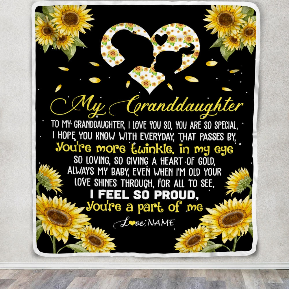Personalized To My Granddaughter Blanket From Grandpa Grandma Sunflower I Love You So Special Granddaughter Birthday Christmas Bed Fleece Throw Blanket | teecentury