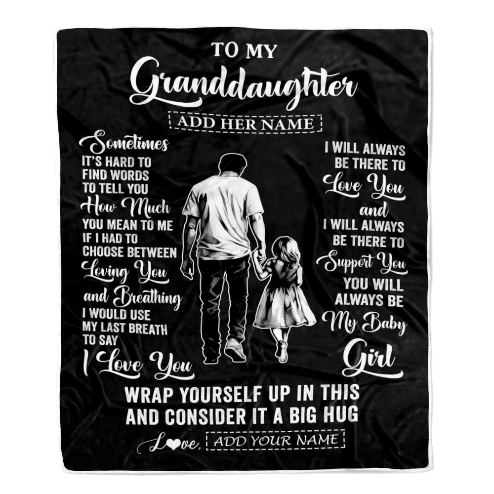 Personalized To My Granddaughter Blanket From Grandpa Papa Sometimes It's Hard Granddaughter Birthday Gifts Graduation Christmas Fleece Throw Blanket | teecentury