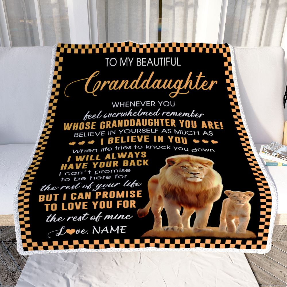 Personalized To My Granddaughter Blanket From Grandpa Papa Whenever You Feel Lion Granddaughter Birthday Gifts Graduation Christmas Fleece Throw Blanket | teecentury