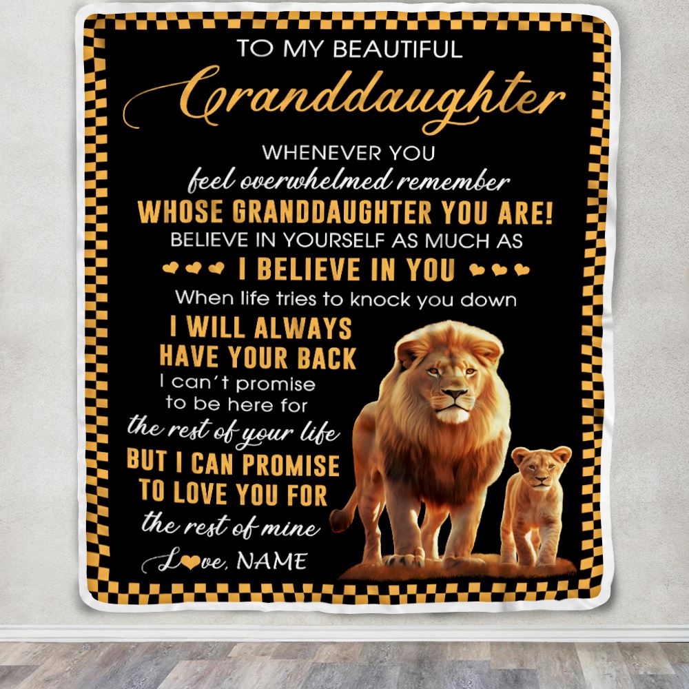 Personalized To My Granddaughter Blanket From Grandpa Papa Whenever You Feel Lion Granddaughter Birthday Gifts Graduation Christmas Fleece Throw Blanket | teecentury