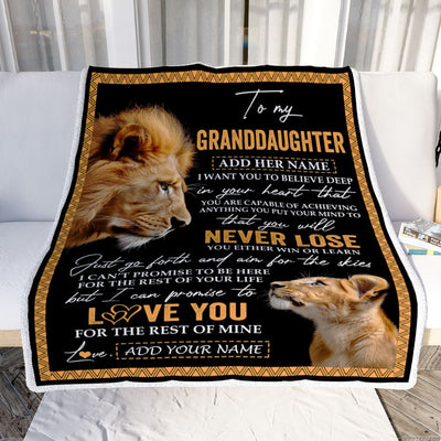 Personalized To My Granddaughter Blanket From Grandpa Papa You Will Never Lose Lion Granddaughter Birthday Gifts Graduation Christmas Customized Fleece Blanket | teecentury