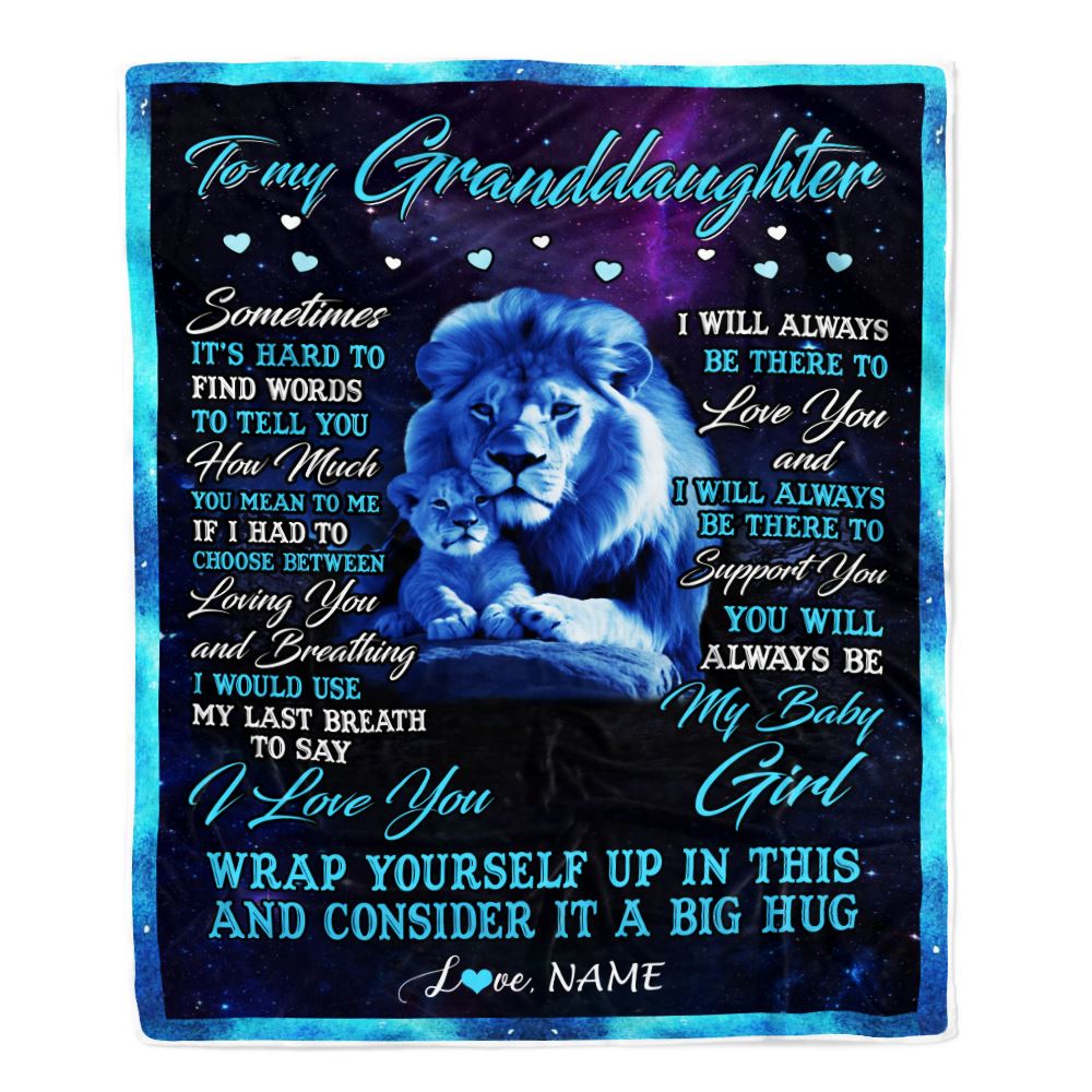 Personalized To My Granddaughter Blanket From Grandpa Sometimes It's Hard Lion Granddaughter Gift Birthday Graduation Christmas Customized Fleece Blanket | teecentury