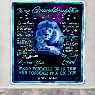 Personalized To My Granddaughter Blanket From Grandpa Sometimes It's Hard Lion Granddaughter Gift Birthday Graduation Christmas Customized Fleece Blanket | teecentury