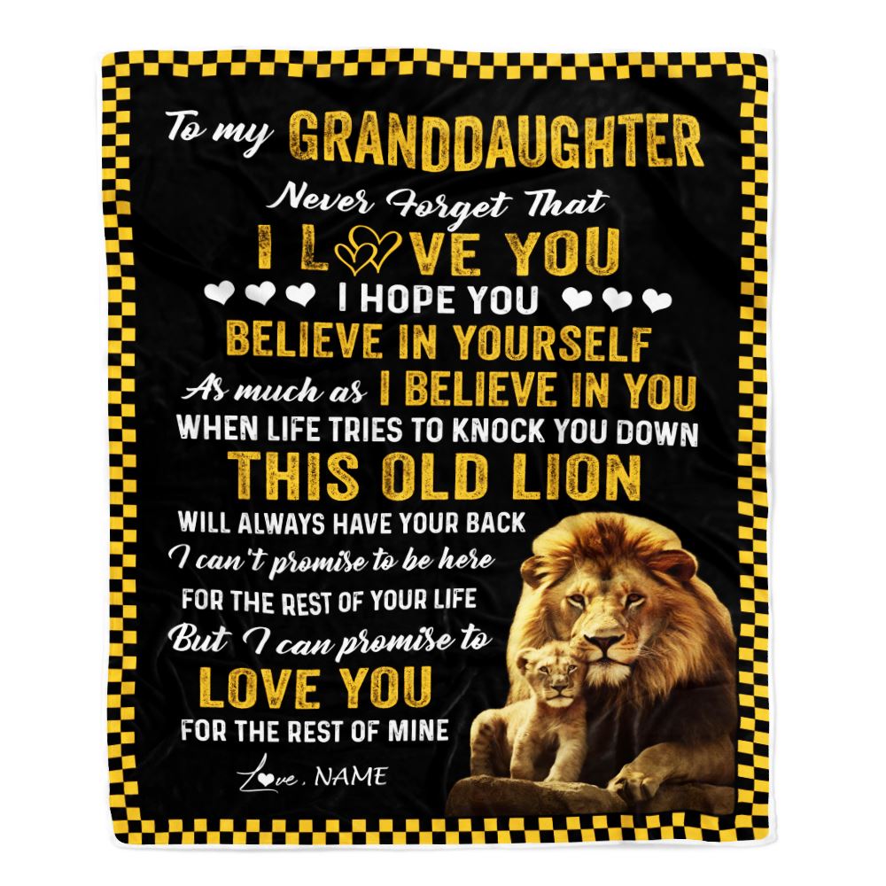 Personalized To My Granddaughter Blanket From Grandpa This Old Lion Love You Granddaughter Birthday Graduation Christmas Customized Fleece Blanket | teecentury