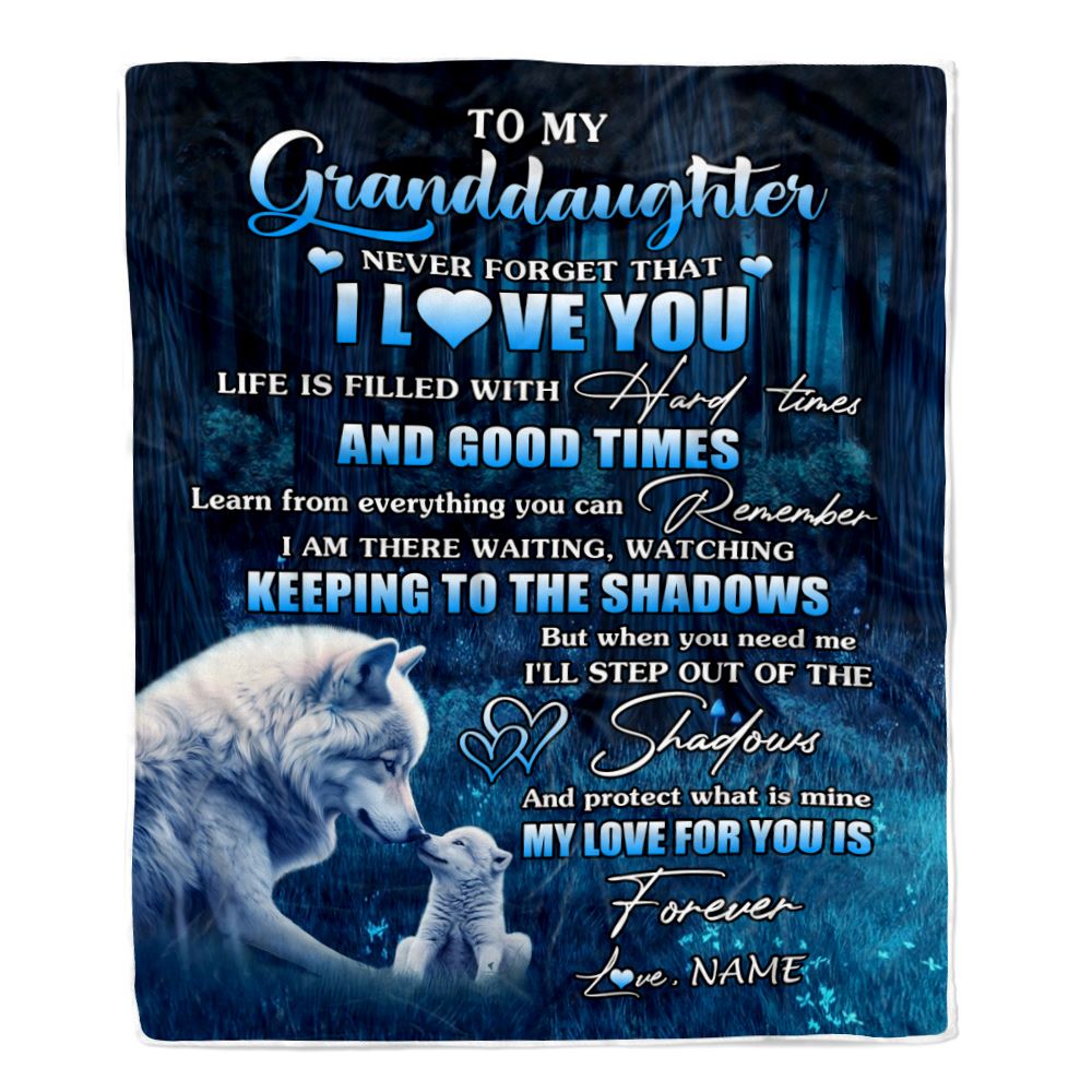 Personalized To My Granddaughter Blanket From Grandpa Wolf Never Forget That I Love You Moon Dark Forest Granddaughter Birthday Gifts Christmas Fleece Blanket | teecentury
